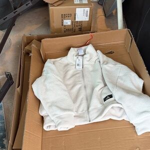 Adidas Cream Zip-Up Fleece